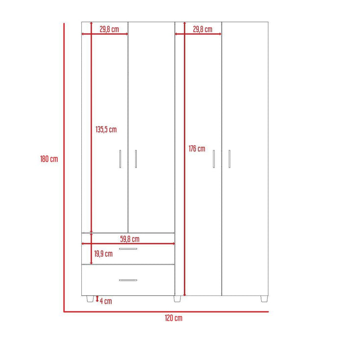 Closet Arkola, Wengue, Con Dos Cajones Organizadores y Cuatro Puertas Abatibles