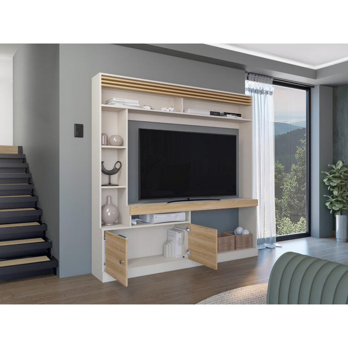 Mesa Para Tv Roy, Capri y Fresno Europeo, con Espacio Para Televisor de 55 Pulgadas