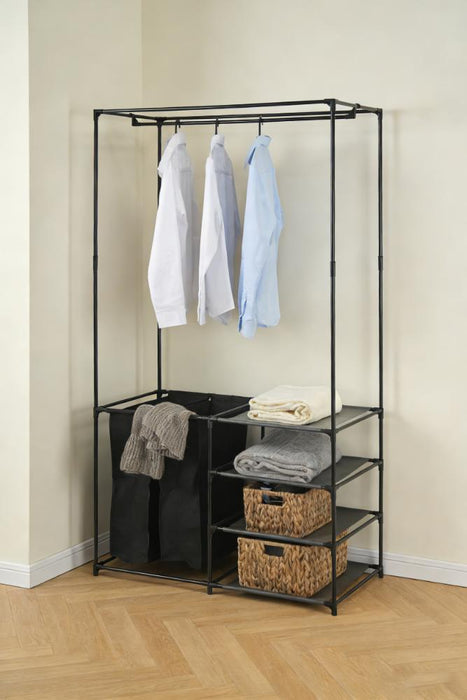 Clóset Organizador Lupont, Negro, de Tres Niveles y Dos Canastas para Ropa
