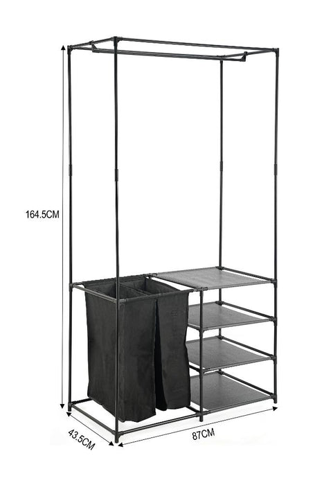 Clóset Organizador Lupont, Negro, de Tres Niveles y Dos Canastas para Ropa