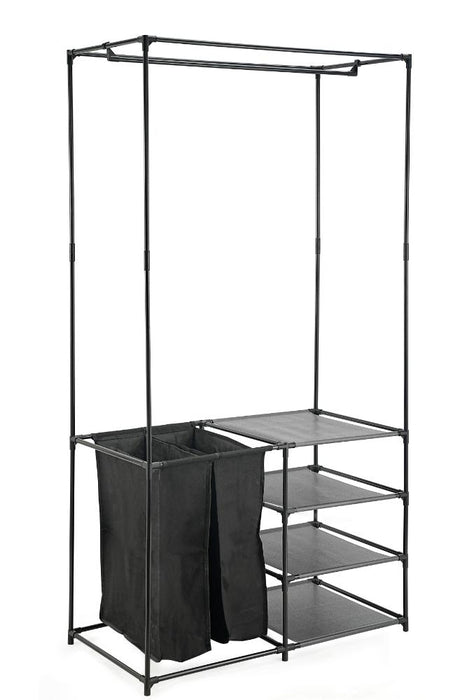 Clóset Organizador Lupont, Negro, de Tres Niveles y Dos Canastas para Ropa