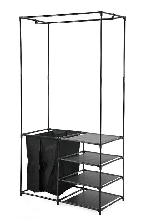 Clóset Organizador Lupont, Negro, de Tres Niveles y Dos Canastas para Ropa