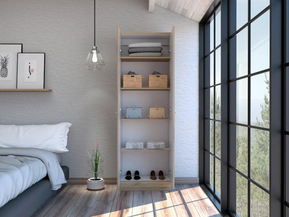 Closet Ainara, Fresno Europeo y Blanco, Con Cinco Entrepaños
