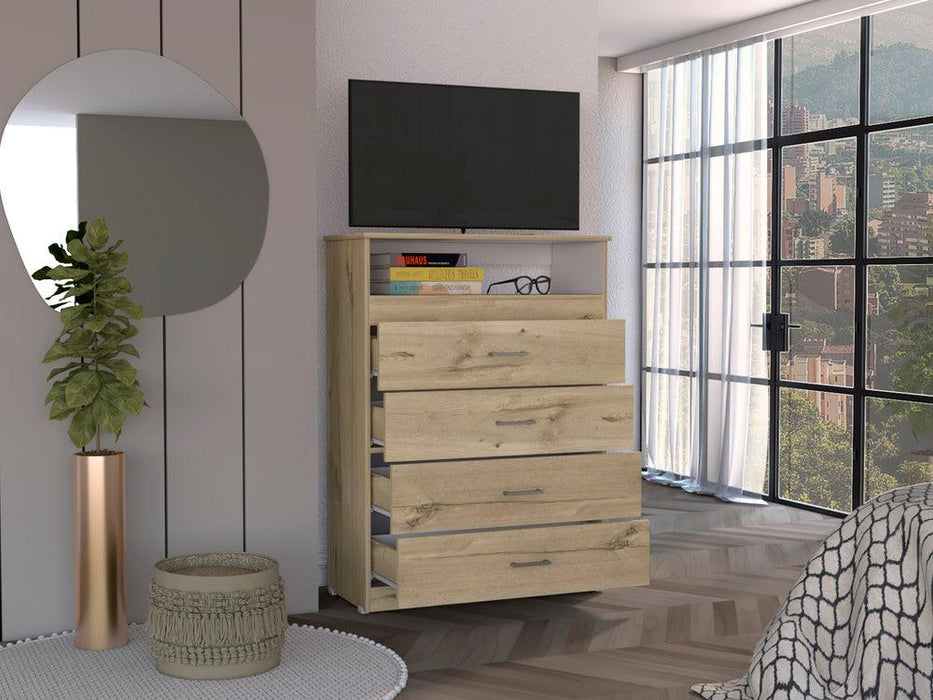 Organizador Barlovento, Café Claro y Blanco, con Cuatro Cajones