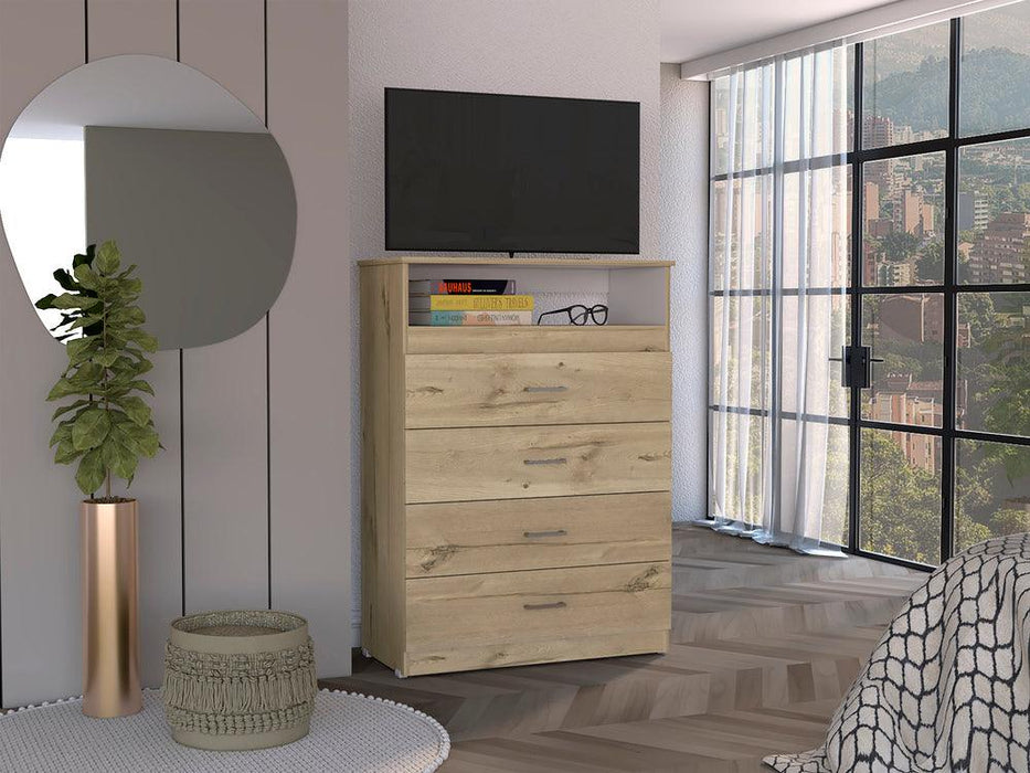 Organizador Barlovento, Café Claro y Blanco, con Cuatro Cajones