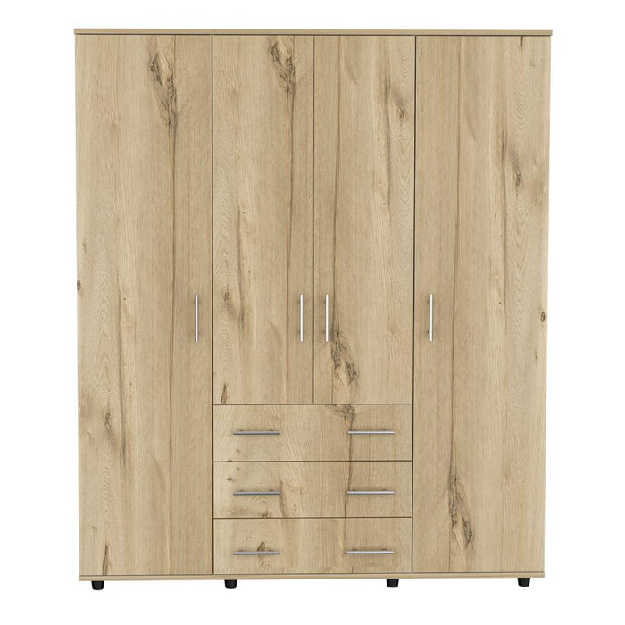 Closet Fontana, Café Claro y Blanco, con Cuatro Tubos Para Colgar Ropa y Zapatero En La Parte Inferior