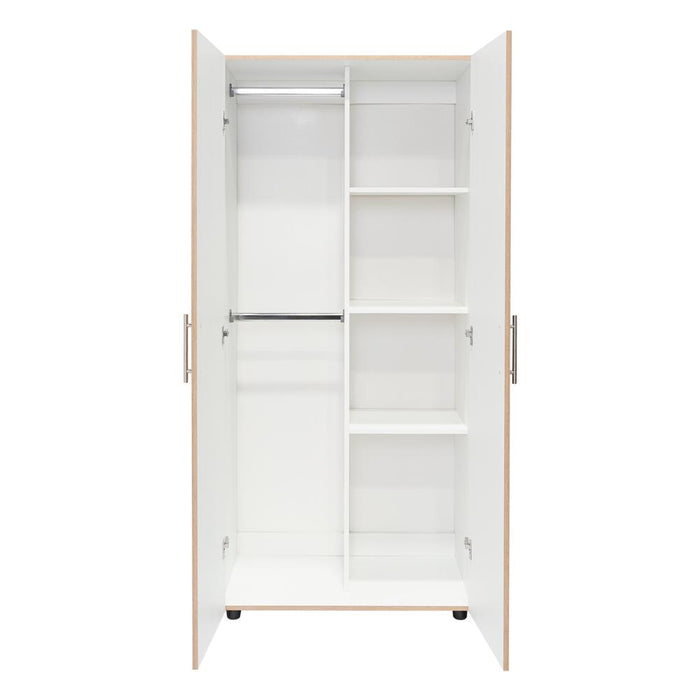 Closet Tera, Café Claro y Blanco Vainilla, Dos Puertas Abatibles y Dos Tubos Cromados