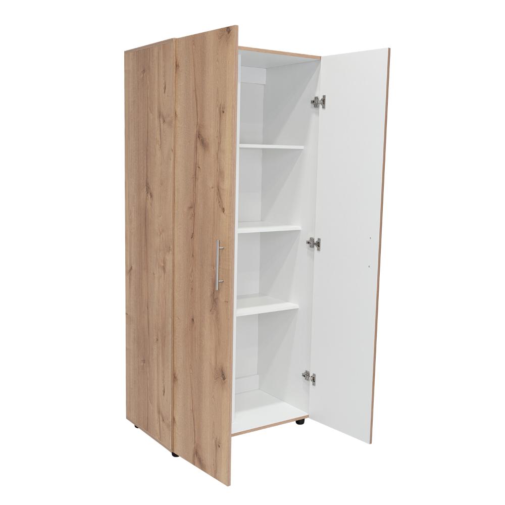 Closet Tera, Café Claro y Blanco Vainilla, Dos Puertas Abatibles y Dos Tubos Cromados