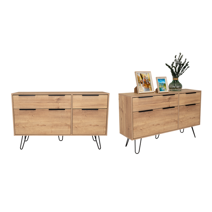 Organizador Ali, Café Claro y Wengue, con 2 Cajones y Amplio Espacio de Almacenamiento X2