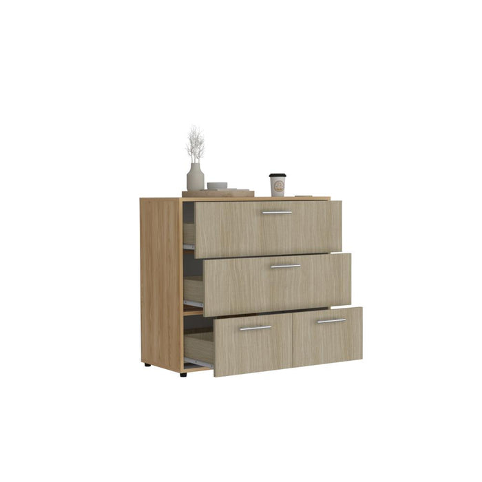 Organizador Sevin, Fresno Europeo y Blanco Duqueza, con cuatro cajones para guardar objetos personales