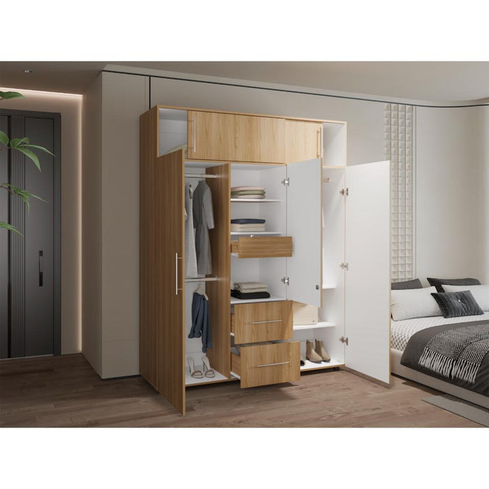 Closet Montano 160, Fresno Europeo y Blanco, con tres puertas