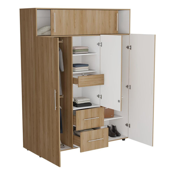 Closet Montano 160, Fresno Europeo y Blanco, con tres puertas