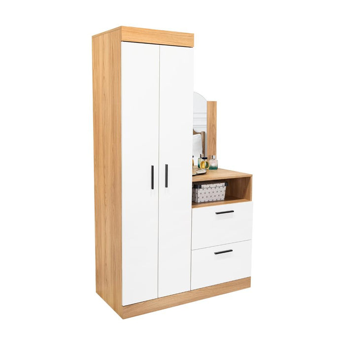 Closet Tocador Praga, Fresno y Blanco, con diseño moderno incluye Espejo