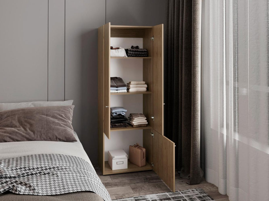 Closet Beico II, Fresno Europeo y Blanco Duqueza, Con Tres Puertas Abatibles y Cuatro Entrepaños ZF