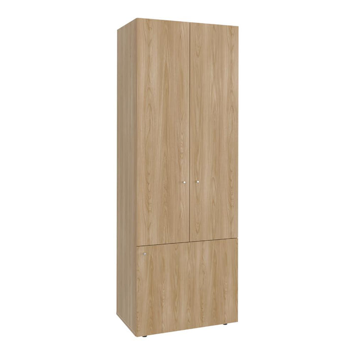 Closet Beico II, Fresno y Blanco Duqueza, Con Tres Puertas Abatibles y Cuatro Entrepaños