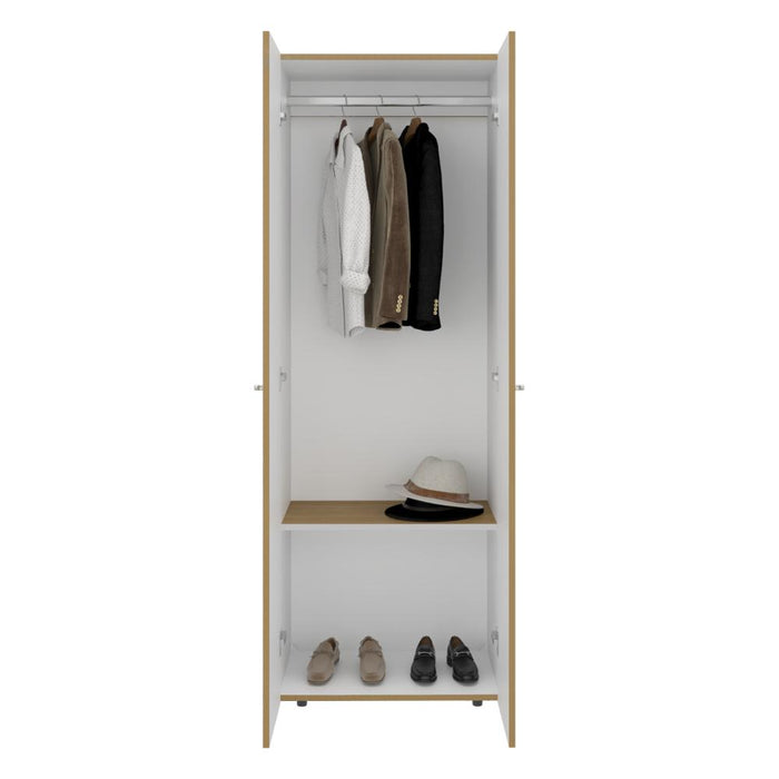 Closet Beico, Fresno Europeo y Blanco Duqueza, Con Dos Puertas Abatibles y Un TuboCromado