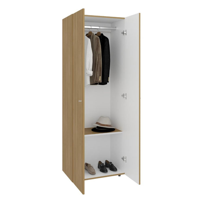 Closet Beico, Fresno Europeo y Blanco Duqueza, Con Dos Puertas Abatibles y Un TuboCromado