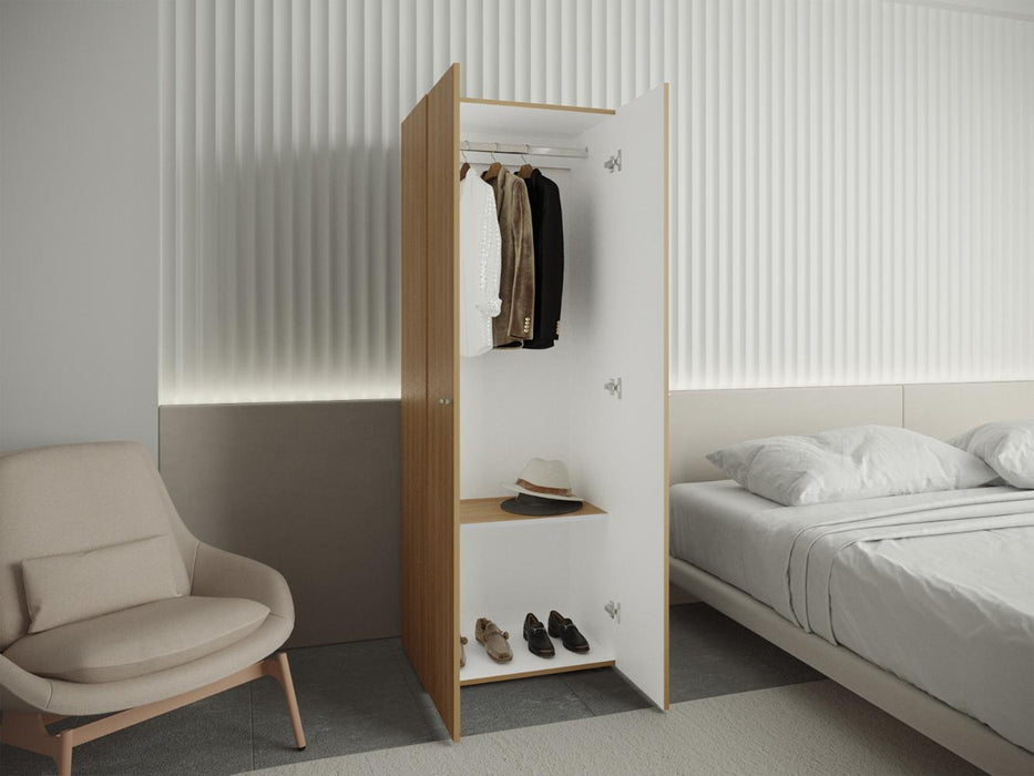 Closet Beico, Fresno Europeo y Blanco Duqueza, Con Dos Puertas Abatibles y Un TuboCromado