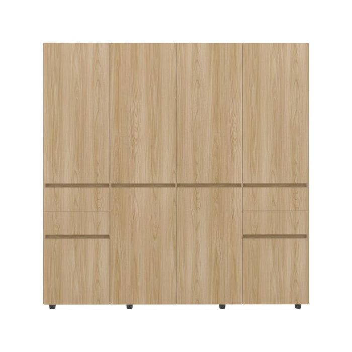 Closet Siruela 200, Fresno Europeo y Blanco, con Cuatro Cajones, Ocho Puertas y Gran Capacidad de Almacenamiento