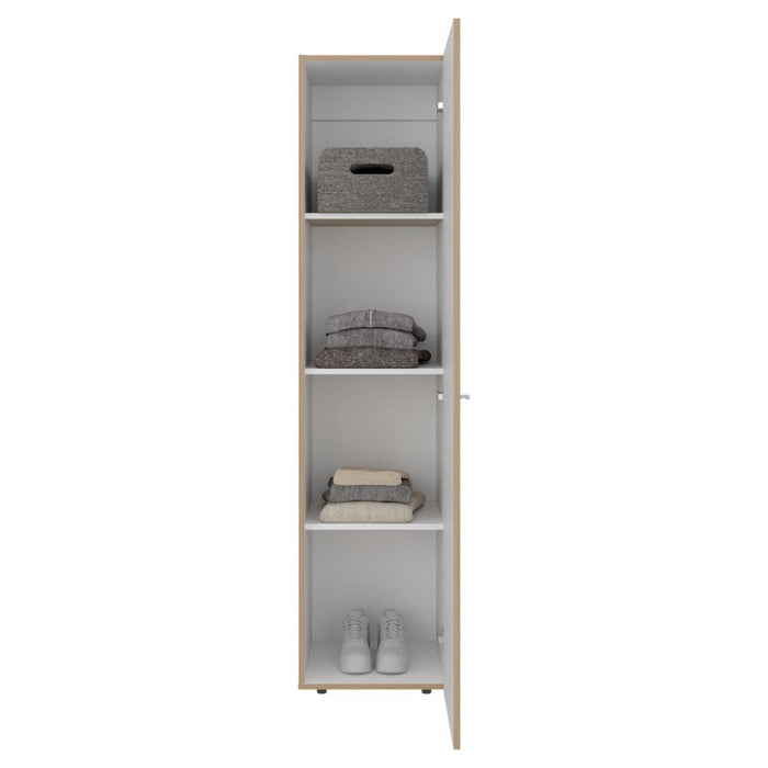Closet Alma, Fresno Europeo Y Blanco, Una puerta abatible y entrepaños para guardar ropa ZF
