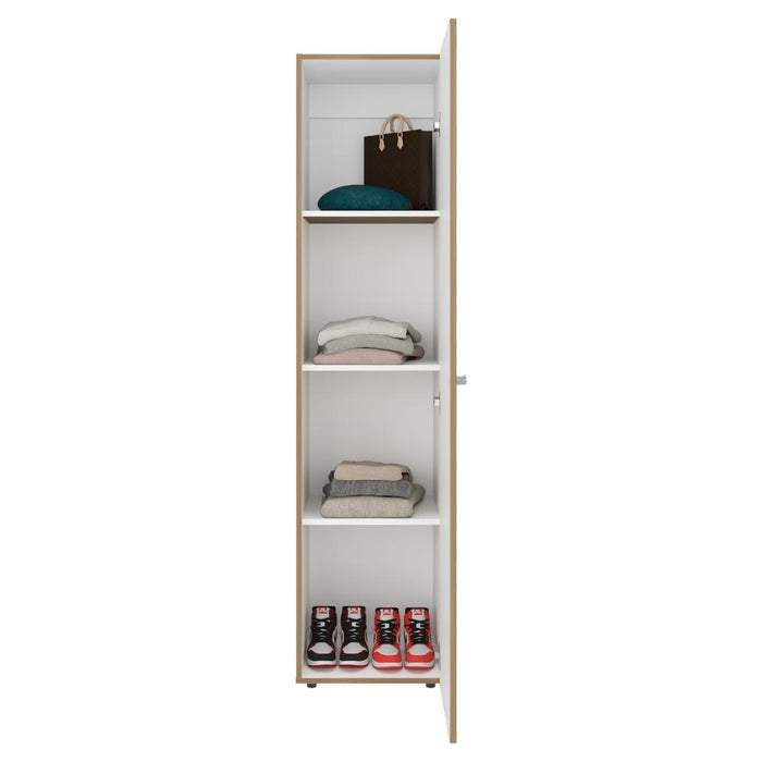 Closet Alma, Fresno Europeo Y Blanco, Con Espejo, una puerta abatible variedad de entrepaños ZF
