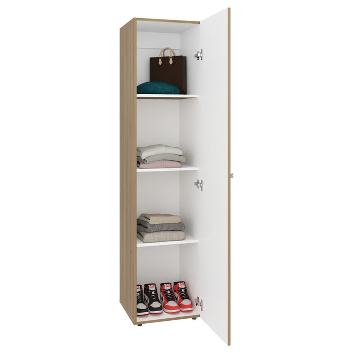 Closet Alma, Fresno Europeo Y Blanco, Con Espejo, una puerta abatible variedad de entrepaños ZF