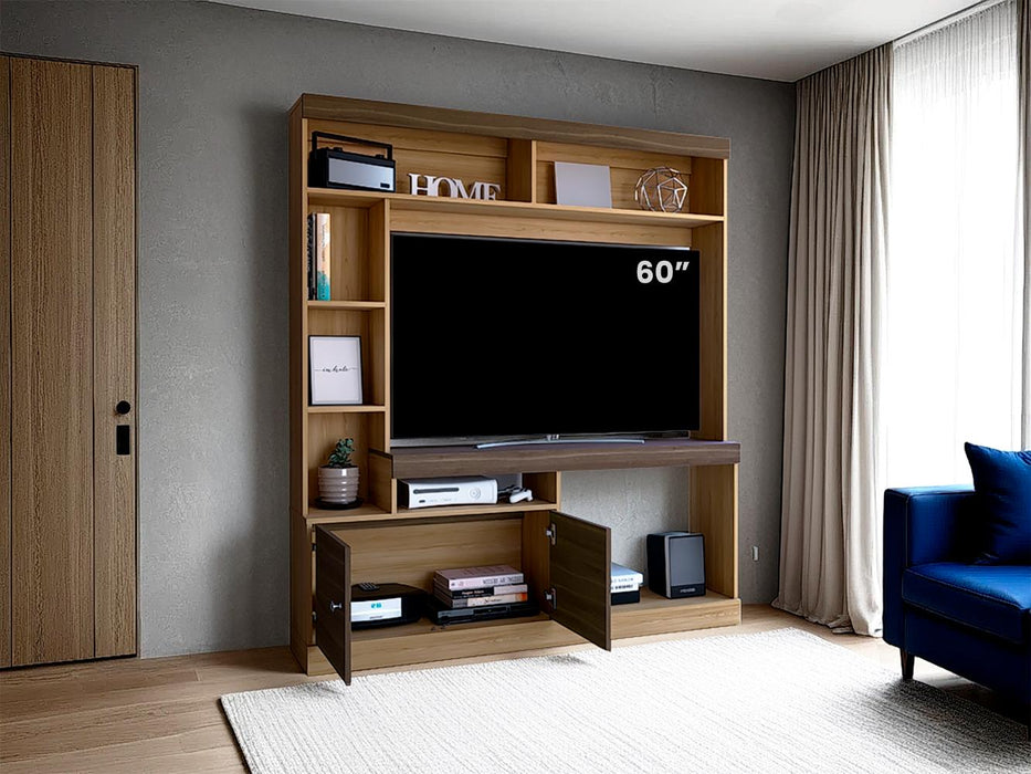 Mesa Para Tv Roy, Fresno Europeo y Milan, con Espacio Para Televisor de 50 Pulgadas