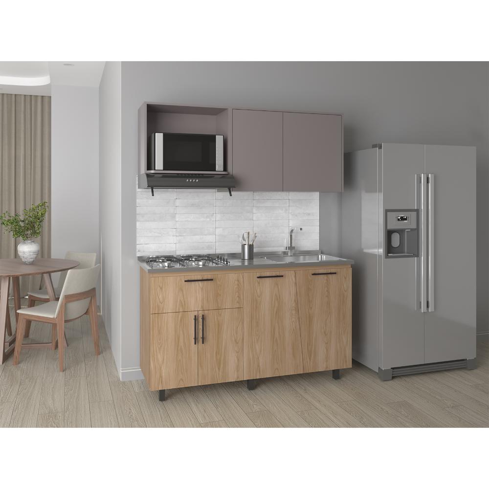 Cocina Integral Emilia, Fresno Europeo y Taupe, Incluye mesón Derecho