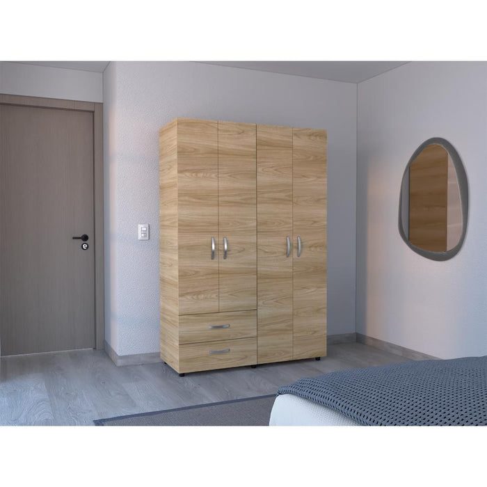 Closet Arkola, Fresno Europeo y Wengue, Con Dos Cajones Organizadores y Cuatro Puertas Abatibles