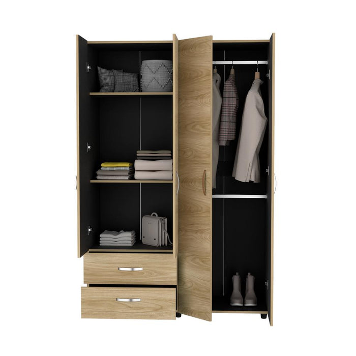 Closet Arkola, Fresno Europeo y Wengue, Con Dos Cajones Organizadores y Cuatro Puertas Abatibles