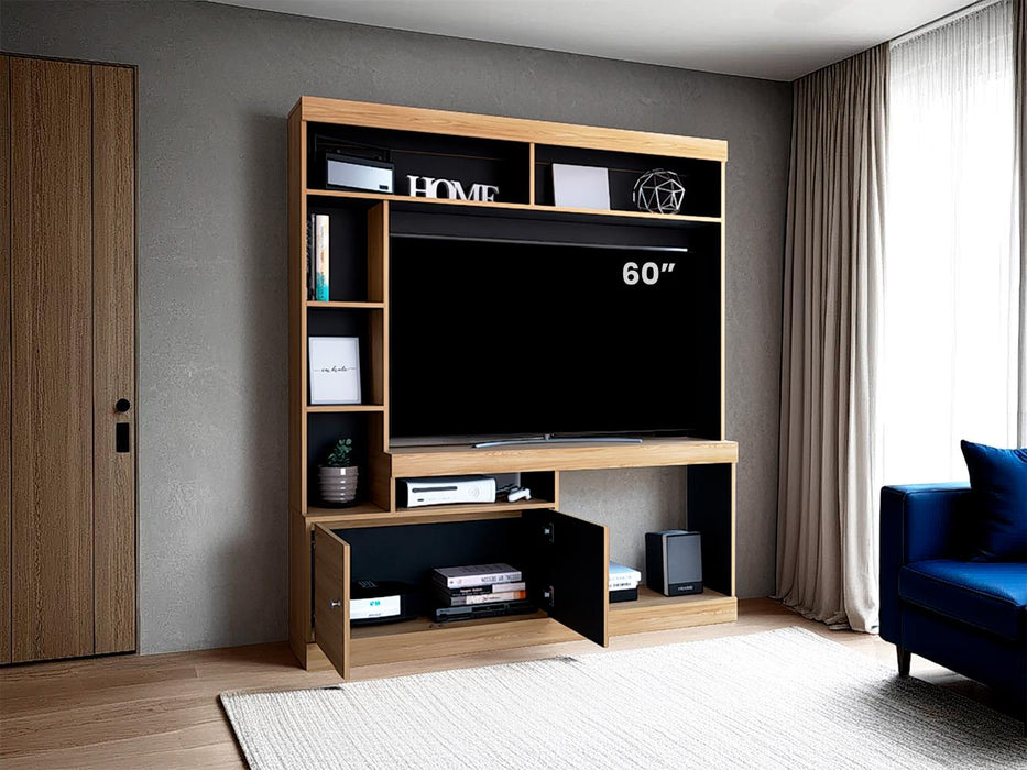 Mesa Para Tv Roy, Fresno Europeo y Wengue, con Espacio Para Televisor de 50 Pulgadas