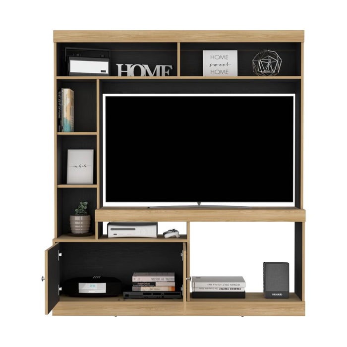 Mesa Para Tv Roy, Fresno Europeo y Wengue, con Espacio Para Televisor de 50 Pulgadas