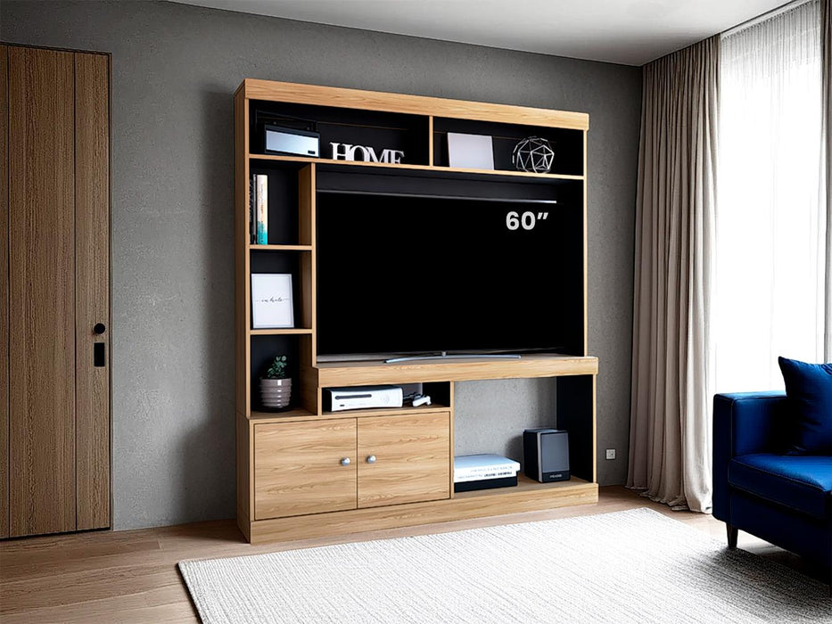 Mesa Para Tv Roy, Fresno Europeo y Wengue, con Espacio Para Televisor de 50 Pulgadas