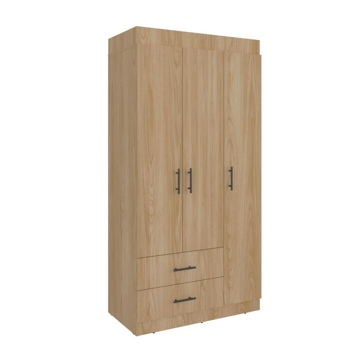 Closet Houston, Fresno Europeo y Wengue, Con Tres Puertas Batientes y Dos Cajones Con Amplio Espacio De Almacenamiento