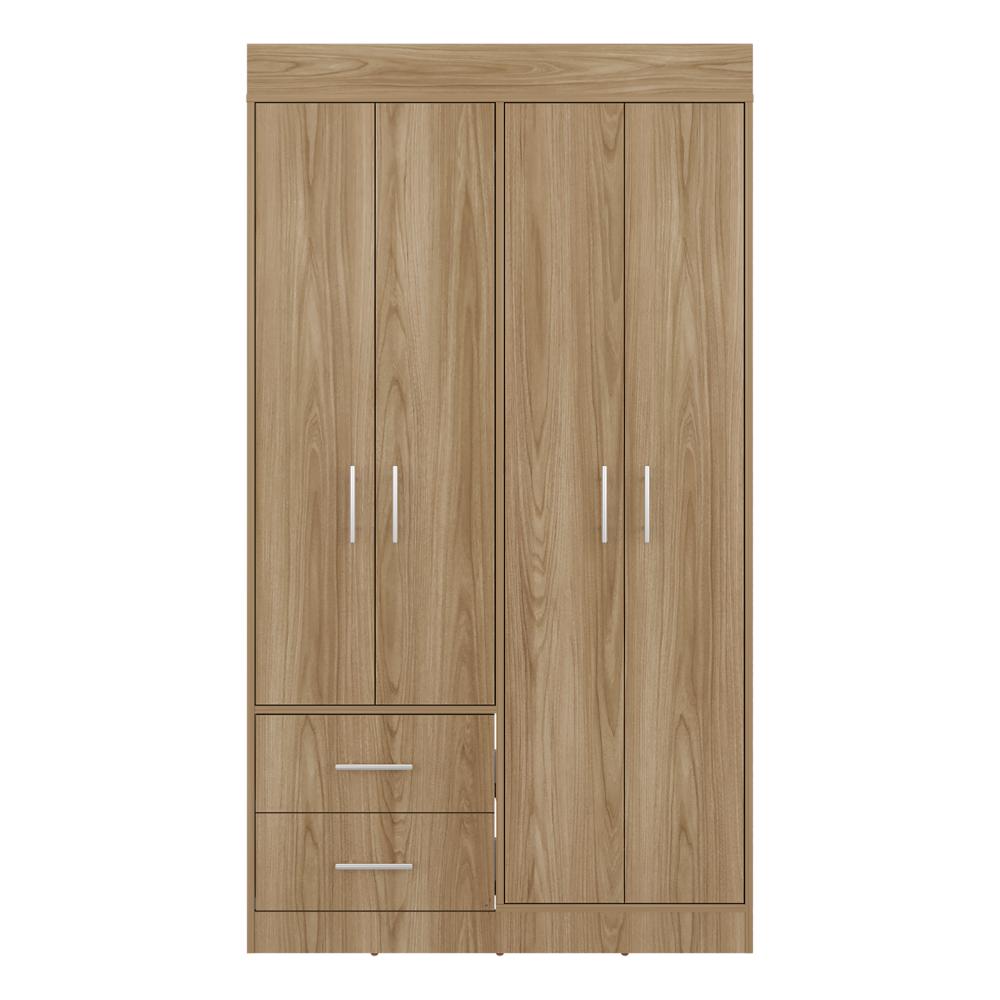 Closet Houston, Fresno Europeo y Wengue , Con Cuatro Puertas Batientes y Dos Cajones Con Amplio Espacio De Almacenamiento