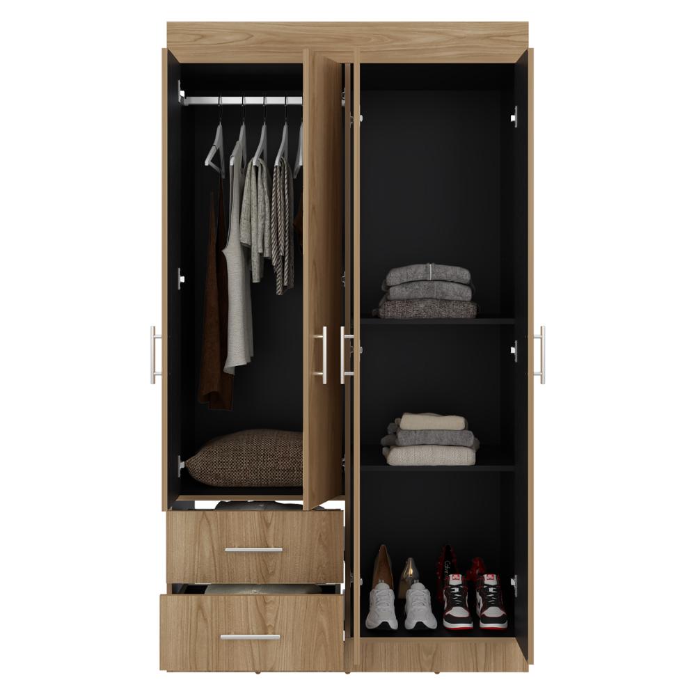 Closet Houston, Fresno Europeo y Wengue , Con Cuatro Puertas Batientes y Dos Cajones Con Amplio Espacio De Almacenamiento