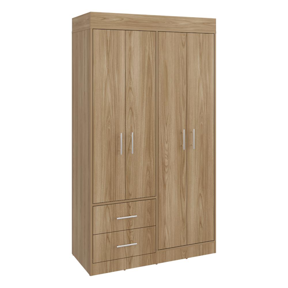 Closet Houston, Fresno Europeo y Wengue , Con Cuatro Puertas Batientes y Dos Cajones Con Amplio Espacio De Almacenamiento