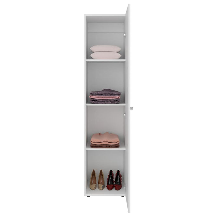 Closet Con Espejo Alma, Kronos Blanco, Diseño moderno con entrepaños y puerta ZF