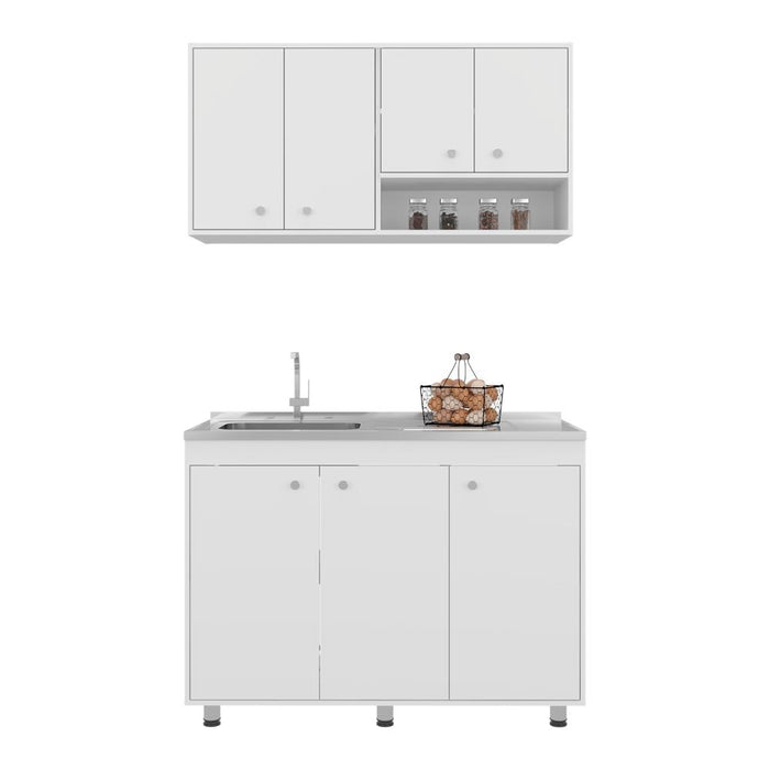 Cocina Completa Napoleon, Kronos blanco, Incluye modulo superior con dos puertas abatibles y modulo inferior con tres puertas abatibles ZF