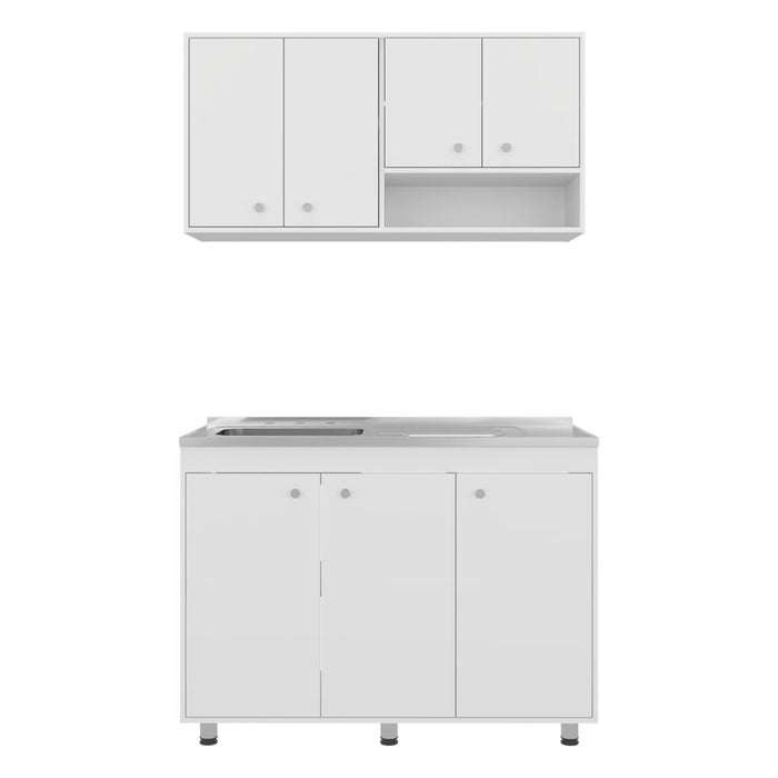 Cocina Completa Napoleon, Kronos blanco, Incluye modulo superior con dos puertas abatibles y modulo inferior con tres puertas abatibles ZF