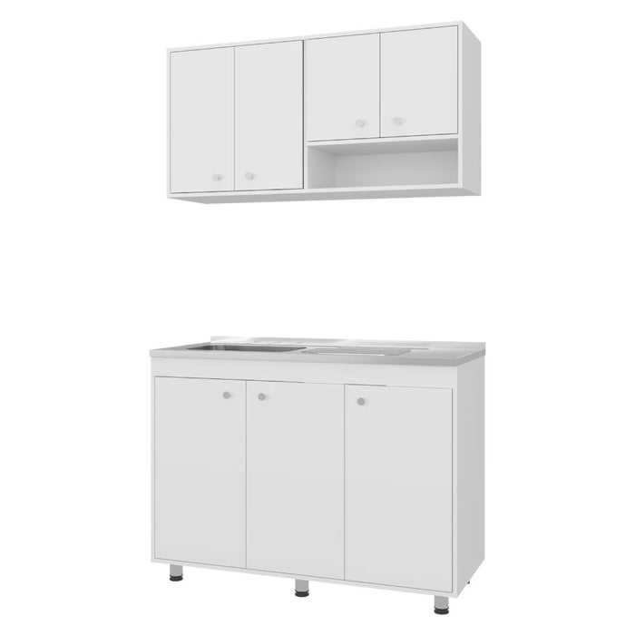Cocina Completa Napoleon, Kronos blanco, Incluye modulo superior con dos puertas abatibles y modulo inferior con tres puertas abatibles ZF