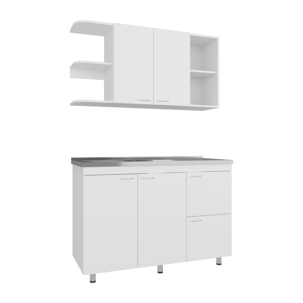 Cocina Integral Giotto 120, Kronos Blanco, Incluye Mesón Izquierdo ZF