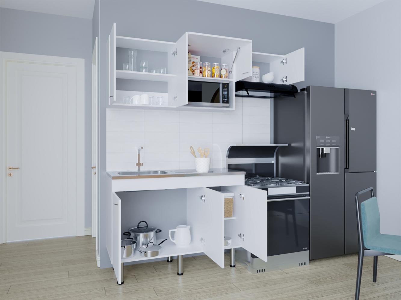 Cocina Integral Oceana, Kronos Blanco, Incluye Meson 118 cm ZF