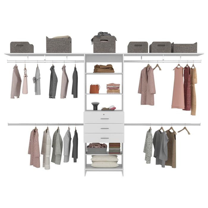 Closet Abierto Leda, Blanco, con cuatro tubos cromados