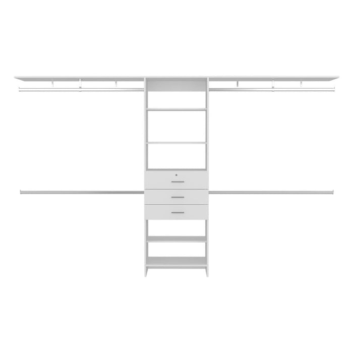 Closet Abierto Leda, Blanco, con cuatro tubos cromados