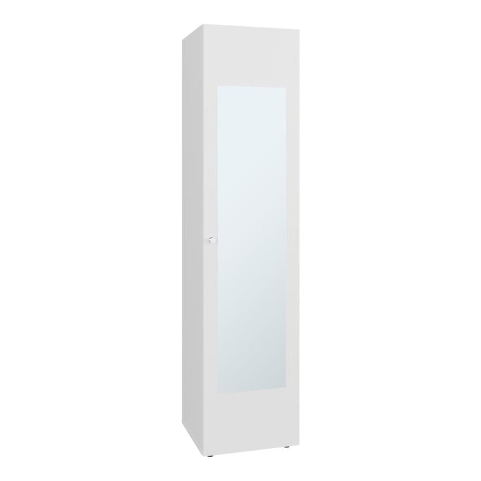 Closet Con Espejo Alma, Blanco Duqueza, Una puerta abatible y entrepaños para guardar ropa ZF