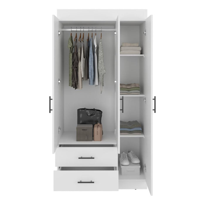Closet houston, blanco duqueza, con cuatro puertas batientes y dos cajones con amplio espacio ee almacenamiento