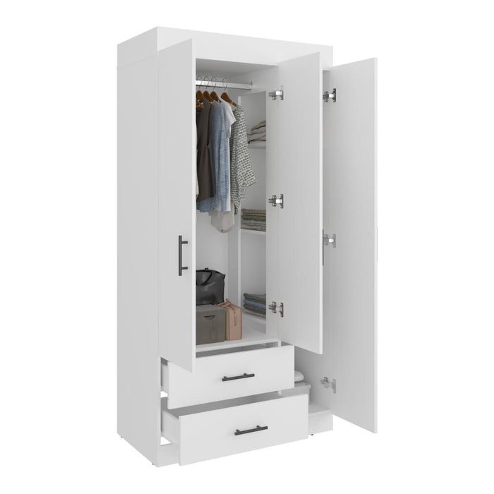 Closet houston, blanco duqueza, con cuatro puertas batientes y dos cajones con amplio espacio ee almacenamiento