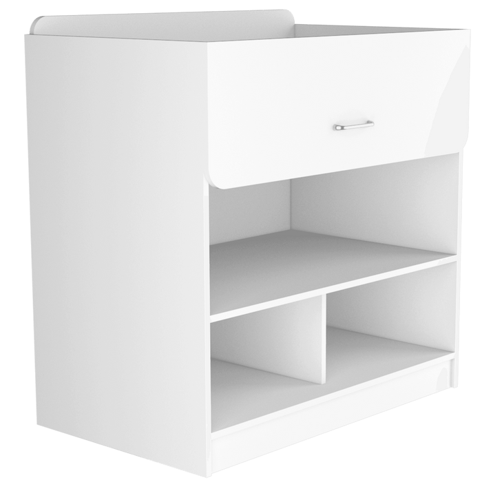 Mueble Cambiador Praga, Blanco, con Un Cajón Multiusos y Varios Entrepaños