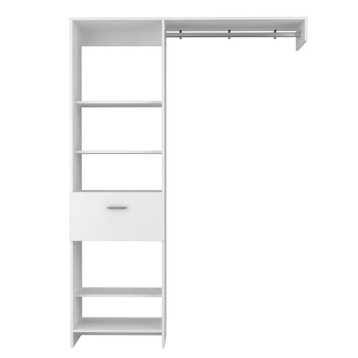 Closet Delhi 150, Blanco Duqueza, Con Tres Entrepaños y Un Tubo Para Colgar Ropa ZF